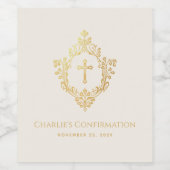 宗教確認金ゴールド十字紋アイボリー ワインラベル (シングルラベル)