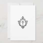 宗教確認 黒と白 ヴィンテージの紋章 招待状 (裏面)