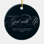 宗教神と私たち写真1stクリスマス結婚した セラミックオーナメント (正面)