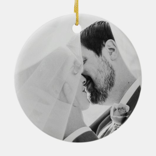 宗教神と私たち写真1stクリスマス結婚した セラミックオーナメント (裏面)