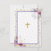 宗教神聖な十字の花の洗礼カードありがとう サンキューカード (裏面)
