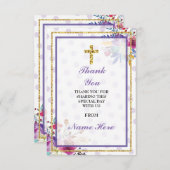 宗教神聖な十字の花の洗礼カードありがとう サンキューカード (正面/裏面)