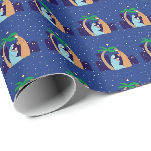 宗教神聖な家族の出生のクリスマスのクリスチャン ラッピングペーパー (ロールコーナー)
