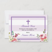 宗教紫色のストライプの花柄カードありがとう サンキューカード (正面)