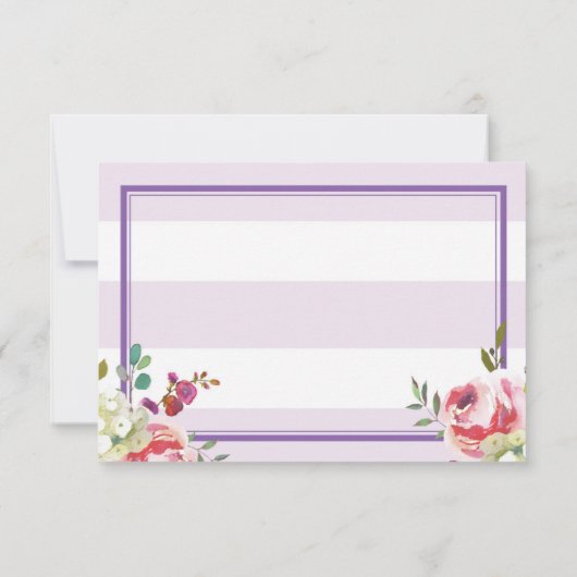 宗教紫色のストライプの花柄カードありがとう サンキューカード (裏面)