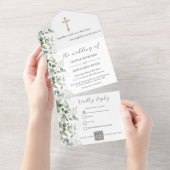 宗教結婚の |ユーカリQRコード オールインワン招待状 (貼ってはがせる)