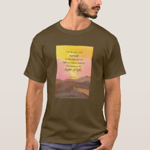 宗教聖なる書物、 経典ジョン8:12砂漠の夕日 Tシャツ