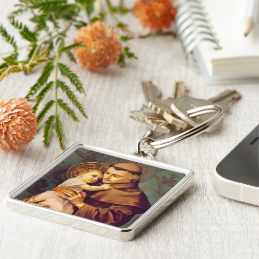 宗教聖アンソニーベビーイエスヴィンテージ キーホルダー (側面)