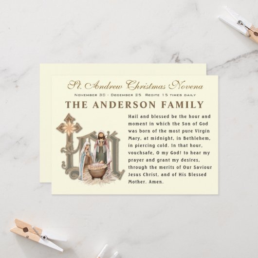 宗教聖アンドリュークリスマスノヴェナ祈りの言葉 カード (正面/裏面インサイチュ)