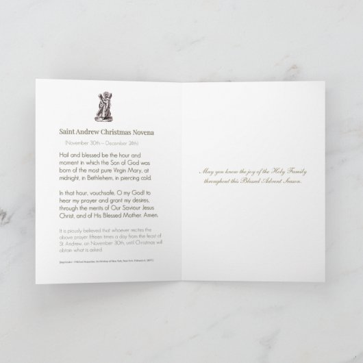 宗教聖アンドリュークリスマスノヴェナ祈りの言葉 シーズンカード (内部)