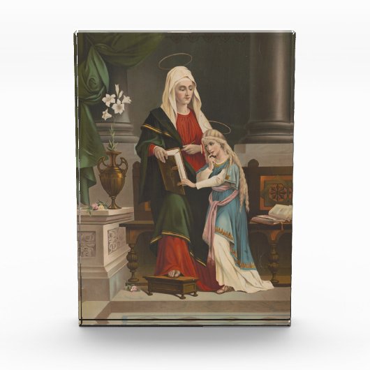 宗教聖アンヌヴァージンマリア賛美ヴィンテージ フォトブロック (正面)