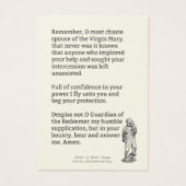 宗教聖ジョセフ暗記祈りの言葉聖札 (裏面)