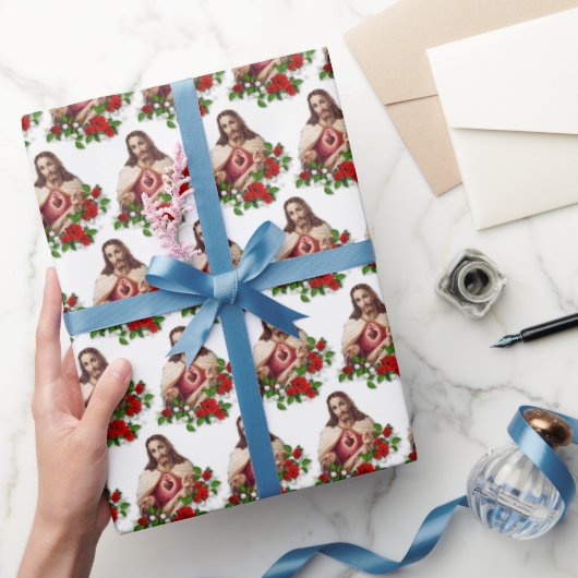 宗教聖ハートイエズスレッドローズ  ラッピングペーパー (ギフト)