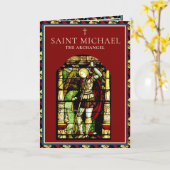 宗教聖マイケルアーチャンゲル祈りの言葉カトリック カード (黄色い花)