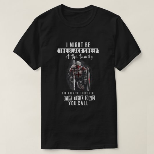 宗教聖句キリスト教衣装十字軍騎士 Tシャツ (デザイン正面)
