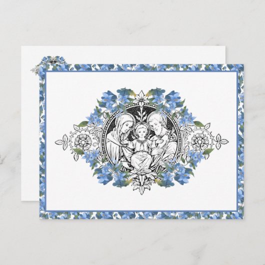 宗教聖家ブルーエレガントフローラヨ ポストカード (正面/裏面)