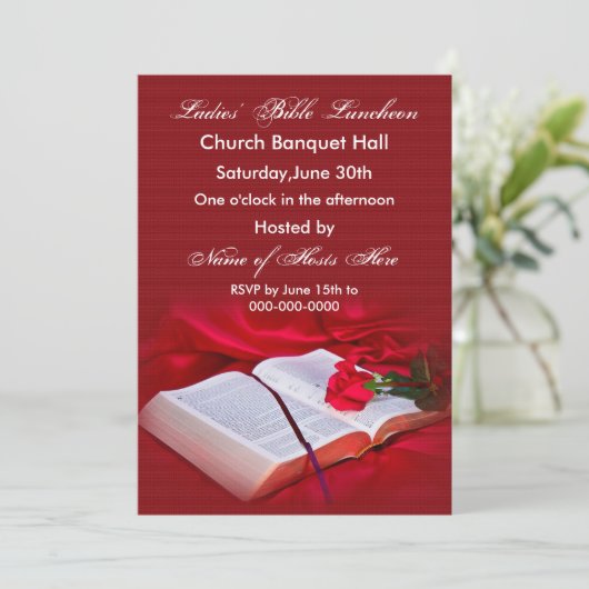 宗教聖書招待状(赤絹) 招待状 (スタンド正面)