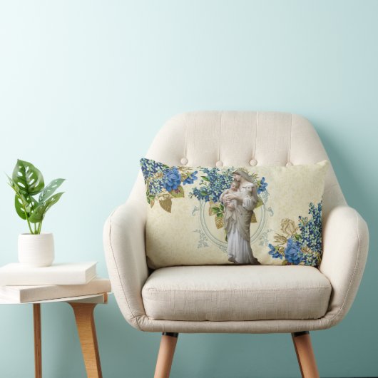 宗教聖母マリアのベビーのイエス・キリストの子ヒツジの花柄 ランバークッション (椅子)