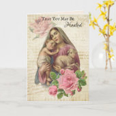 宗教聖母マリアの健康なカトリック教徒を得て下さい カード (黄色い花)