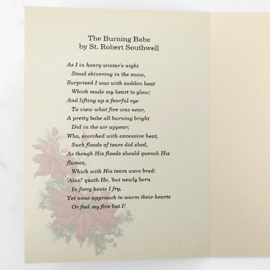 宗教聖降誕祭イエズエンジェルス詩 三つ折りクリスマスカード (内部最初)