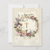 宗教葬儀の十字架フローラリース ノートカード (正面)
