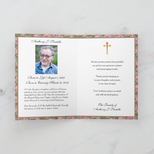 宗教葬儀イエス悔やみや弔慰祈りの言葉ありがとう サンキューカード (内部)