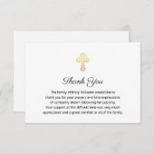 宗教葬儀メモリアル金ゴールドクロスありがとう サンキューカード (正面/裏面)