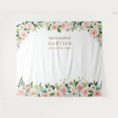 宗教行事、ピンクの花の洗礼ポスター タペストリー (正面(横))