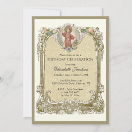宗教誕生日エレガントフローラバラ 招待状