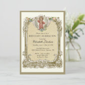 宗教誕生日エレガントフローラバラ 招待状 (スタンド正面)
