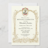 宗教誕生日エレガント金ゴールドフローラ 招待状 (正面)