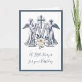 宗教誕生日マリアンクロスウィズエンジェルスフラワー カード (正面)