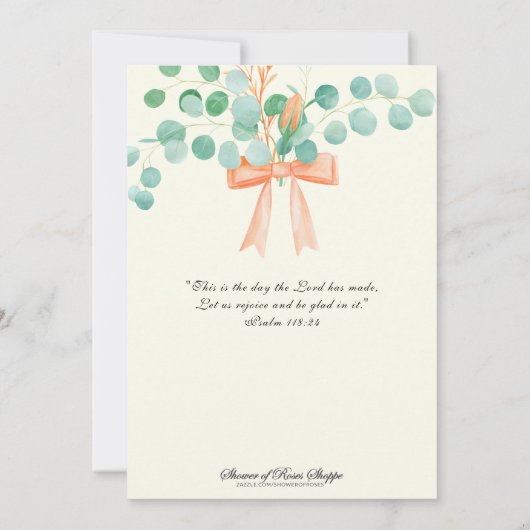 宗教誕生日ユーカリプトゥスセントジョセフ 招待状 (裏面)