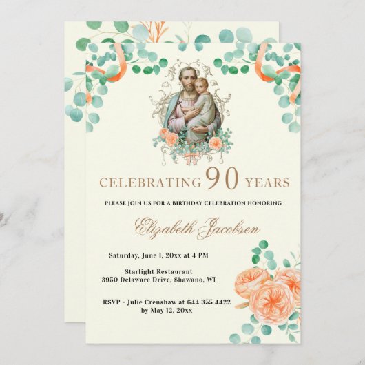 宗教誕生日ユーカリプトゥスセントジョセフ 招待状 (正面/裏面)