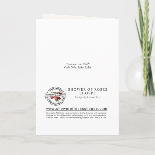 宗教誕生日ヴァージンメアリーイエズロザリオ カード (裏面)