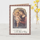 宗教誕生日ヴァージンメアリーイエズロザリオ カード (黄色い花)