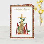 宗教誕生祝いヴァージンメアリーイエス カード (黄色い花)