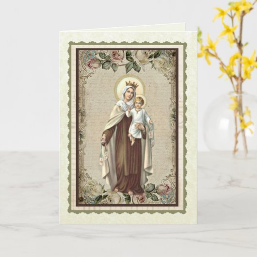 宗教賛美された母メリーカルメル山私達の女性 カード (黄色い花)