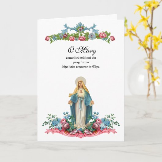 宗教賛美ヴァージンマリーフローラヴィンテージ カード (黄色い花)