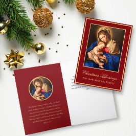 宗教赤金ゴールドマドンナ&チャイルドクリスマス シーズンカード