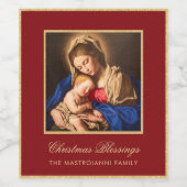 宗教赤金ゴールドマドンナ&チャイルドクリスマス ワインラベル (シングルラベル)