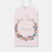 宗教野かわいらし花金ゴールド色 ギフトタグ (正面)