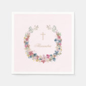 宗教野かわいらし花金ゴールド色 スタンダードカクテルナプキン (正面)