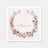 宗教野かわいらし花金ゴールド色 スタンダードカクテルナプキン (正面)