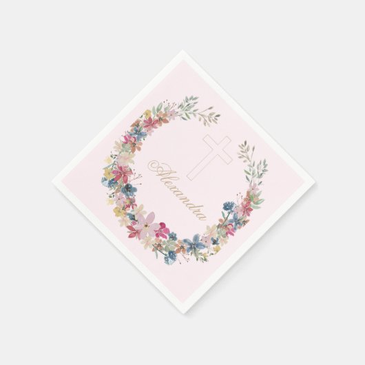 宗教野かわいらし花金ゴールド色 スタンダードカクテルナプキン (角)