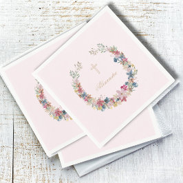 宗教野かわいらし花金ゴールド色 スタンダードカクテルナプキン