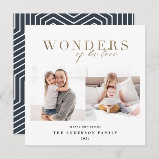 宗教金ゴールドの写モダン真のクリスマス シーズンカード (正面/裏面)