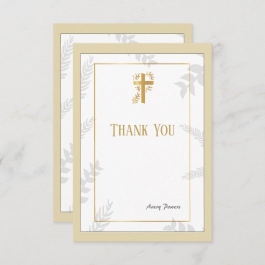 宗教金ゴールドの招待状ありがとう 招待状 (正面/裏面)