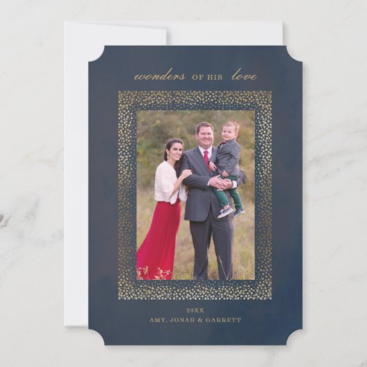 宗教金ゴールドクリスマス写真カード 招待状 (正面)