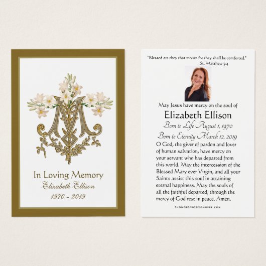 宗教金ゴールドマリアン十字葬儀リリー (正面&裏面)